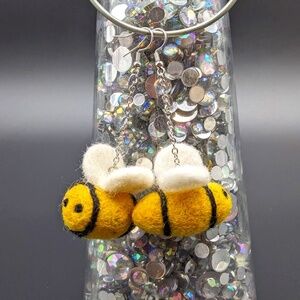 Felt Bumble Bee Earrings, Felt Bee Earrings